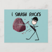 Geologist Stickman "I Smash Rocks" Postkarte (Vorderseite)