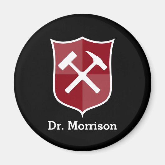 Geologistans Custom Rock Hammer and Shield Wappen Magnet (Vorne)