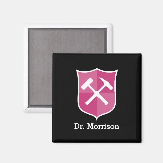 Geologistans Custom Rock Hammer and Shield Wappen Magnet (Vorderseite/Rückseite)