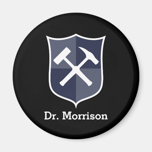 Geologistans Custom Rock Hammer and Shield Wappen Magnet (Vorne)