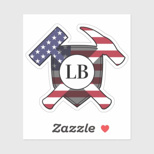 Geologistenhämmer mit Ihren Initialen auf einem Vi Aufkleber (Blatt)