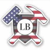 Geologistenhämmer mit Ihren Initialen auf einem Vi Aufkleber (Vorderseite)