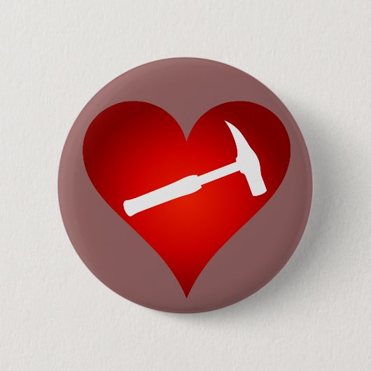 Geologistenherz und Rockhammer Button (Vorderseite)