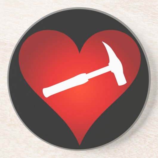 Geologistenherz und Rockhammer Sandstein Untersetzer (Vorne)