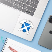 Geologist's Rock Hammer mit Flagge von Schottland Aufkleber (Laptop mit iPhone)