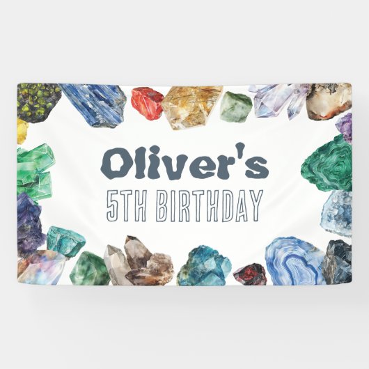 Geology Birthday Background Rocks Dig Party Banner (Horizontal)