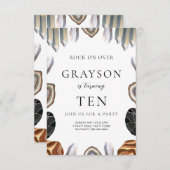 Geology Birthday Invitation Rocks, Gemis Crystals Einladung (Vorne/Hinten)