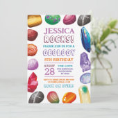 Geology Birthday Party Rocks Gemis Crystals laden  Einladung (Stehend Vorderseite)