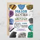 Geology Birthday Party Rocks Gemstones Kristalle Einladung (Vorne/Hinten)