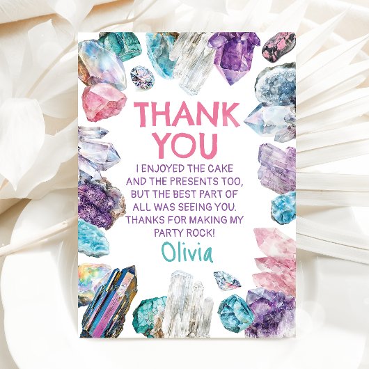 Geology Girl Birthday Rocks Dig Party Dankeskarte