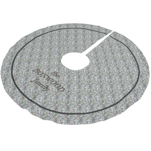 Geology Rock Granite Texture Pastel Dots with Text Polyester Weihnachtsbaumdecke (Schrägansicht)