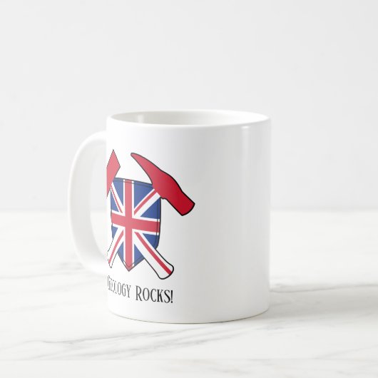 "Geology Rocks" Britische Flagge Crossed Hammer Lo Kaffeetasse (Vorderseite Links)