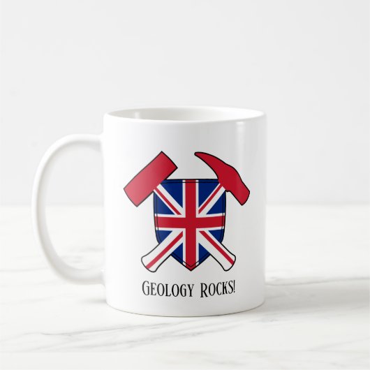 "Geology Rocks" Britische Flagge Crossed Hammer Lo Kaffeetasse (Links)