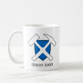 "Geology Rocks"-Hammer-Logo mit der Flagge Schottl Kaffeetasse (Links)