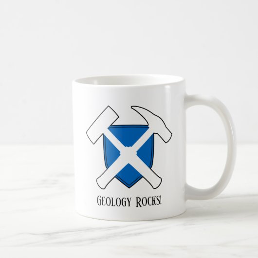"Geology Rocks"-Hammer-Logo mit der Flagge Schottl Kaffeetasse (Rechts)