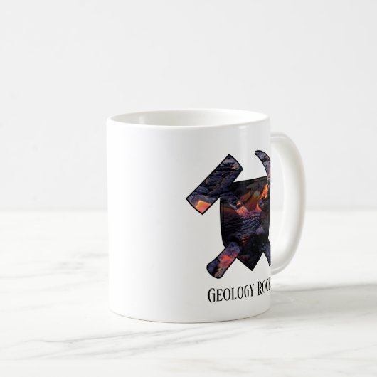 "Geology Rocks" Hammerlogo mit hawaiianischem Lava Kaffeetasse (VorderseiteRechts)
