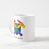 "Geology Rocks" LGBT Rainbow Flag Hammer Logo Kaffeetasse (Vorderseite Links)