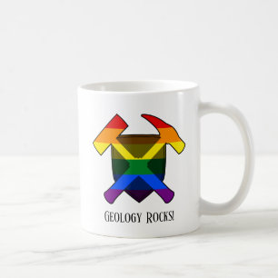 "Geology Rocks" LGBT Rainbow Flag Hammer Logo Kaffeetasse