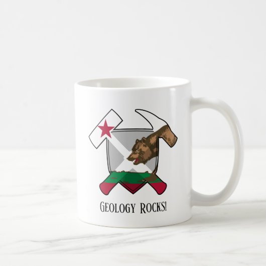 "Geology Rocks" Logo für die kalifornische Bärenfl Kaffeetasse (Rechts)