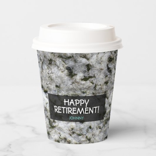 Geology White Granite Rock Label Text Papier Cu Pappbecher (Vorderseite)