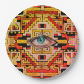 Geomethisches Tribal/ethnisch-merkwürdiges Augentr Pappteller (Vorderseite)