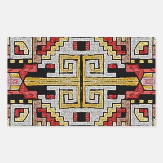 Geomethisches Tribal/ethnisches Muster Rechteckiger Aufkleber (Vorderseite)