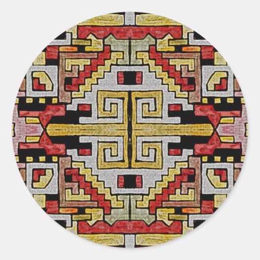 Geomethisches Tribal/ethnisches Muster Runder Aufkleber (Vorderseite)