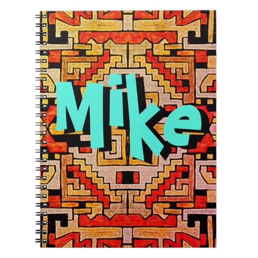Geomethric Tribal/Ethnic Pattern & Your Name Notizblock (Vorderseite)