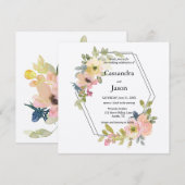 Geometic Watercolor Floral Wedding Einladung (Vorne/Hinten)