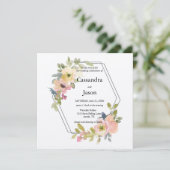 Geometic Watercolor Floral Wedding Einladung (Stehend Vorderseite)