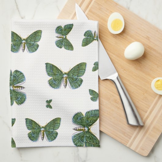 Geometra papilionaria - The Large Emerald Moth Geschirrtuch (Viertel Falte)