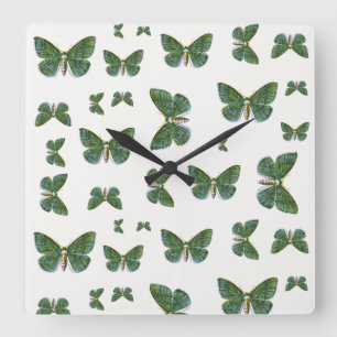 Geometra papilionaria - The Large Emerald Moth Quadratische Wanduhr