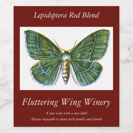 Geometra papilionaria - The Large Emerald Moth Weinetikett (Einzelnes Label)