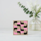 Geometric 020614 - Schwarz und Rosa Quadratische Visitenkarte (Stehend Vorderseite)