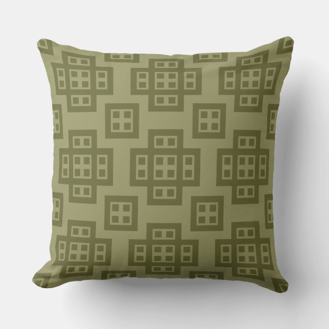 Geometric 030614 - Deep Olive on Khaki Kissen (Vorderseite)