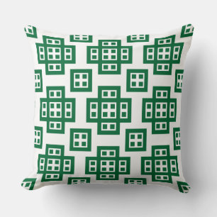 Geometric 030614 - Forest Green on White Kissen