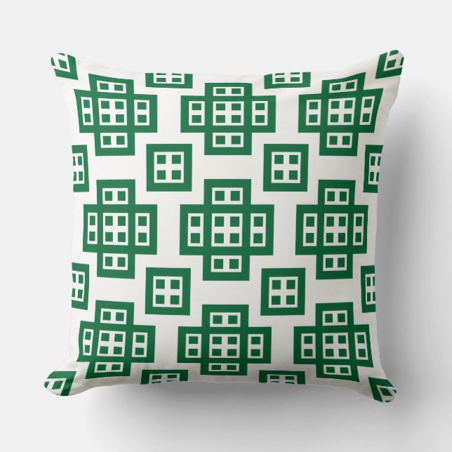 Geometric 030614 - Forest Green on White Kissen (Vorderseite)
