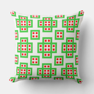 Geometric 030614 - Green and Red on White Kissen
