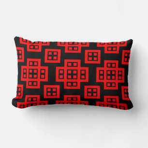 Geometric 030614 - Rot auf Schwarz Lendenkissen