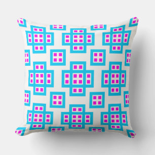 Geometric 030614 - Sky Blue und Magenta on White Kissen