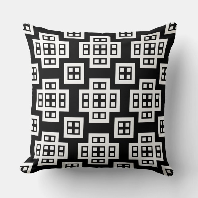 Geometric 030614 - White on Black Kissen (Vorderseite)