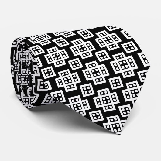 Geometric 030614 - White on Black Krawatte (Gerollt)