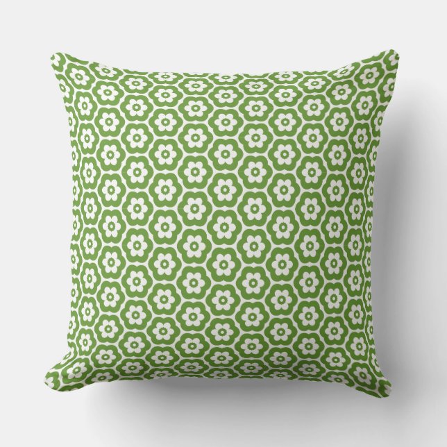 Geometric 280514 (03) - Avocado Green on White Kissen (Vorderseite)