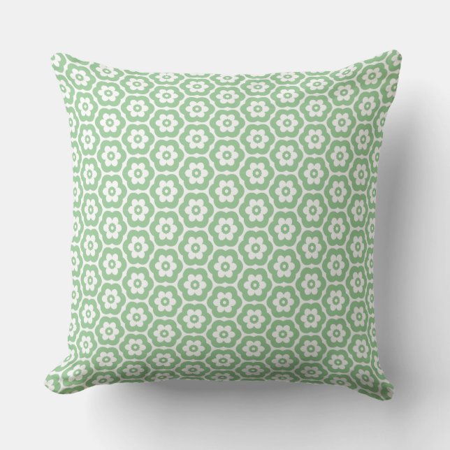 Geometric 280514 (03) - Faded Green on White Kissen (Vorderseite)