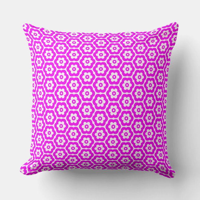 Geometric 280514 (03) - Magenta on White Kissen (Vorderseite)