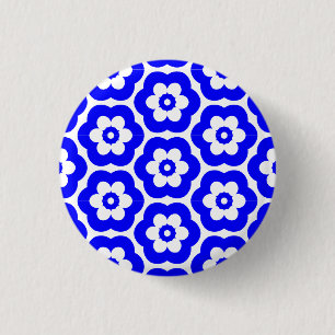 Geometric 290514 (3) - Blue on White Button