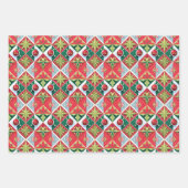 Geometric 50-60er Weihnachtsfarben rot-grün Geschenkpapier Set (Vorderseite)