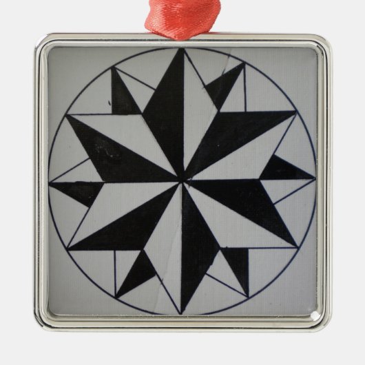 Geometric-6 Premium Square Weihnachtsdekoration Silbernes Ornament (Vorne)