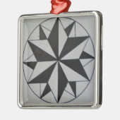 Geometric-6 Premium Square Weihnachtsdekoration Silbernes Ornament (Links)