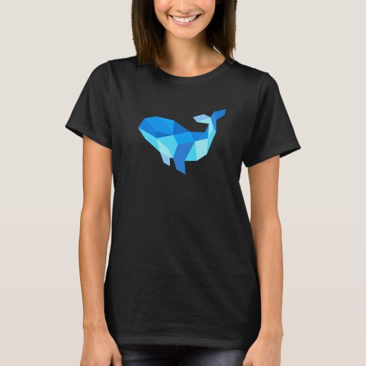 Geometric Abstract Animal Graphic  Cool Blue Whale T-Shirt (Vorderseite)